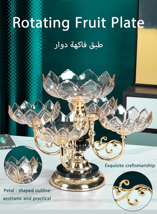 طبق فاكهة دوار متعدد الطبقات، صندوق تخزين للوجبات الخفيفة، تصميم بتلات رائع، طبق وجبات خفيفة لتنظيم الحلوى والفواكه والمكسرات والوجبات الخفيفة، منظم للطاولة، صندوق وجبات خفيفة وحاوية ديلي للحفلات والترفيه - Image 1