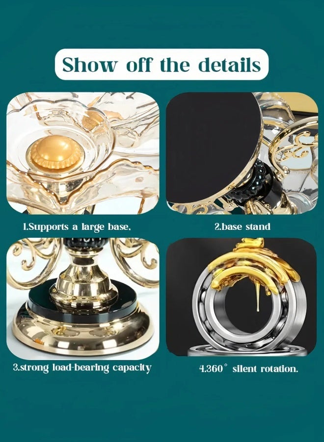 طبق فاكهة دوار متعدد الطبقات، صندوق تخزين للوجبات الخفيفة، تصميم بتلات رائع، طبق وجبات خفيفة لتنظيم الحلوى والفواكه والمكسرات والوجبات الخفيفة، منظم للطاولة، صندوق وجبات خفيفة وحاوية ديلي للحفلات والترفيه - Image 3