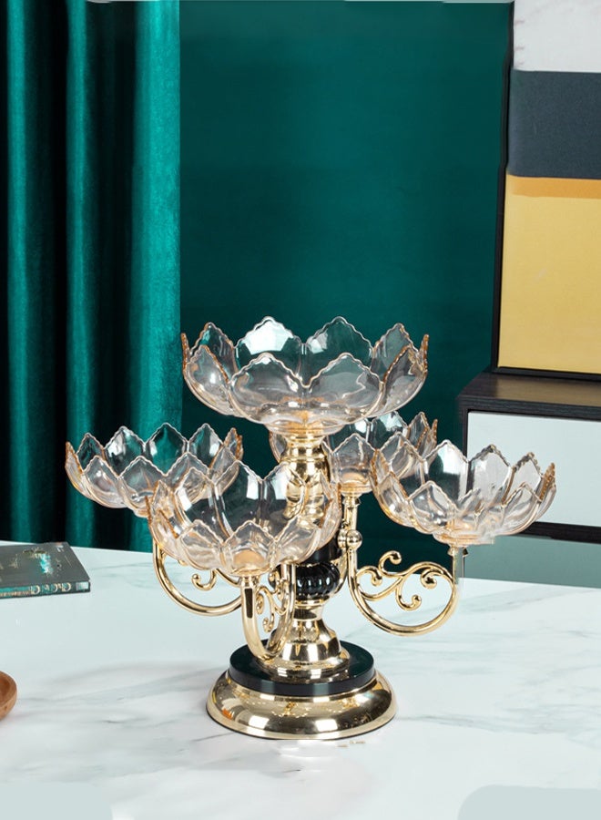 طبق فاكهة دوار متعدد الطبقات، صندوق تخزين للوجبات الخفيفة، تصميم بتلات رائع، طبق وجبات خفيفة لتنظيم الحلوى والفواكه والمكسرات والوجبات الخفيفة، منظم للطاولة، صندوق وجبات خفيفة وحاوية ديلي للحفلات والترفيه - Image 5