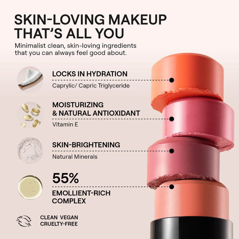 Nudestix Nudies Bloom All Over Dewy Color â€“ 3-in-1 Cream Blush Stick for Cheeks, Eyes & Lips with Built-In Brush | Sheer, Glossy Finish | Vegan, Long-Wear, Multi-Use Makeup (Cherry Blossom Babe) - Image 4