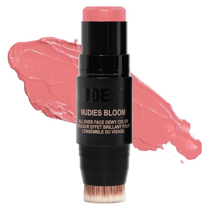 Nudestix Nudies Bloom All Over Dewy Color â€“ 3-in-1 Cream Blush Stick for Cheeks, Eyes & Lips with Built-In Brush | Sheer, Glossy Finish | Vegan, Long-Wear, Multi-Use Makeup (Cherry Blossom Babe) - Image 1