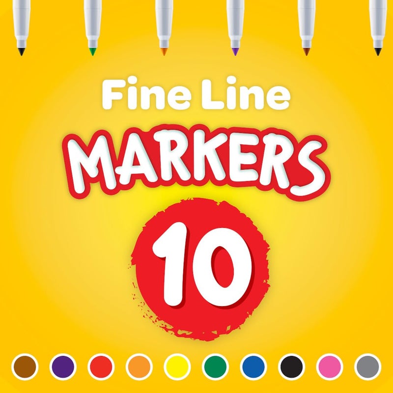 Crayola Fine Line Markers for Kids (12 Boxes), Bulk Coloring Markers for School, 10 Assorted Colors, Essential Teacher Classroom Supplies, Ages 3, 4, 5 - Image 4