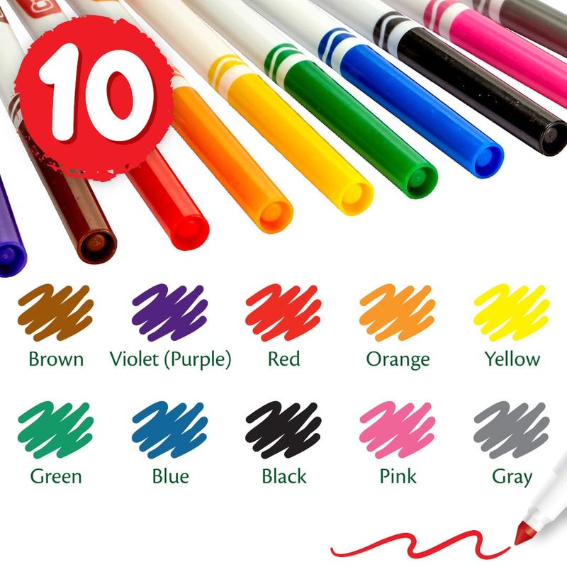 Crayola Fine Line Markers for Kids (12 Boxes), Bulk Coloring Markers for School, 10 Assorted Colors, Essential Teacher Classroom Supplies, Ages 3, 4, 5 - Image 3