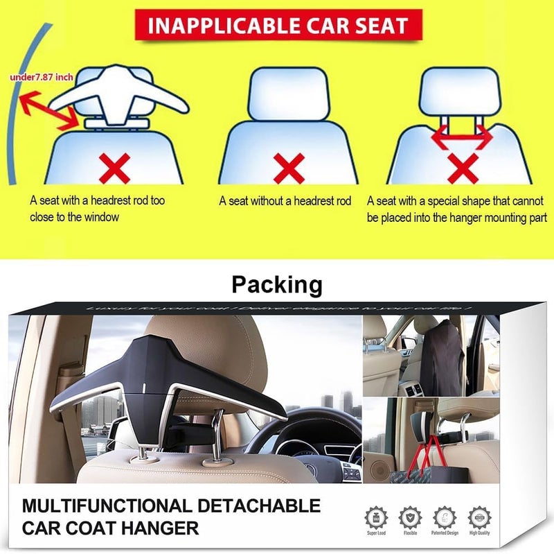 Car Coat Hanger - Multi-Purpose Back Seat Headrest Hooks for Clothes and Jackets - Image 5