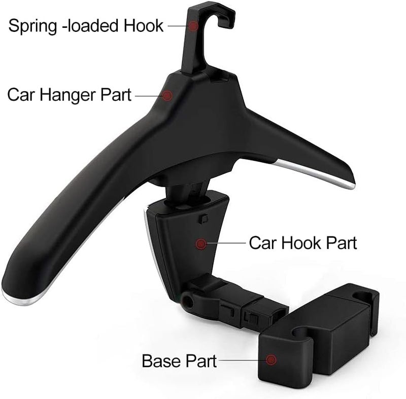 Car Coat Hanger - Multi-Purpose Back Seat Headrest Hooks for Clothes and Jackets - Image 3