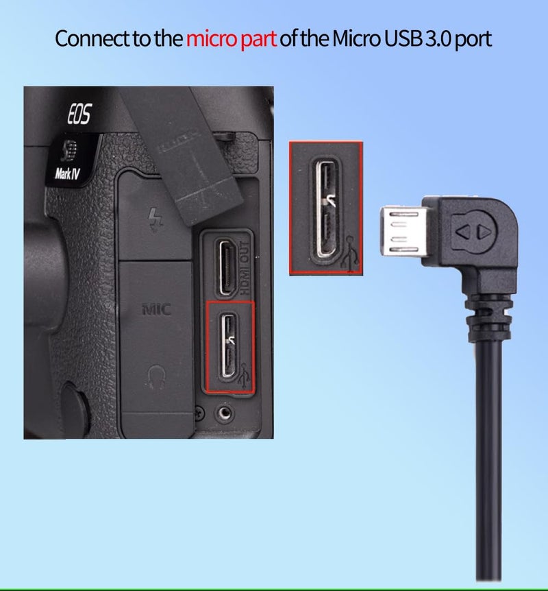 earlife RS Multi-Camera Control Cable(USB-C to Micro), Right Angle, for DJI RS4 Pro RS4 RS3 Pro RS3 Mini RS3 RSC2 RS2 Gimbal Stabilizer, for SONY a7m2 a9 for CANON 5d4 5dsr NIKON Panasonic Fujifilm Camera - Image 4