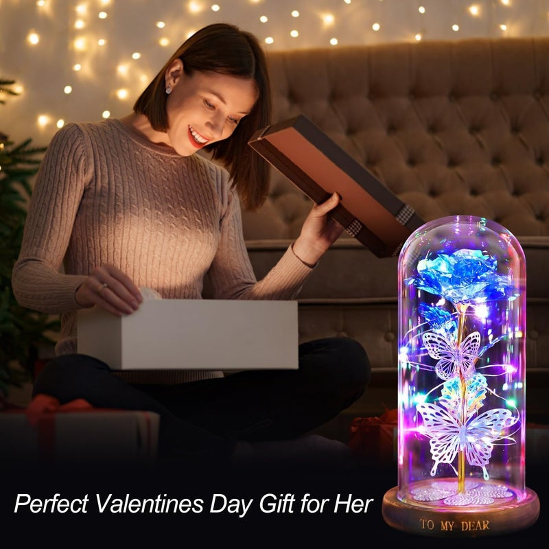 PRAMANTA Decorative Romantic Couple Rose with Led Light Lamp Showpiece for Gift Rose Artificial Flower 1Pcs Rose4Diamond - Image 4