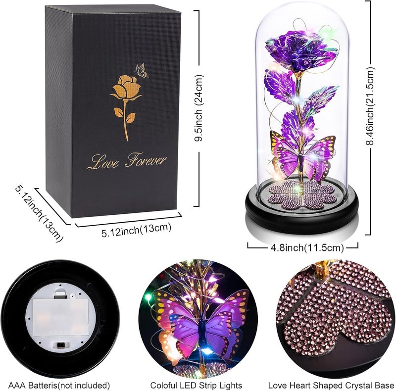 PRAMANTA Decorative Romantic Couple Rose with Led Light Lamp Showpiece for Gift Rose Artificial Flower 1Pcs Rose4Diamond - Image 3
