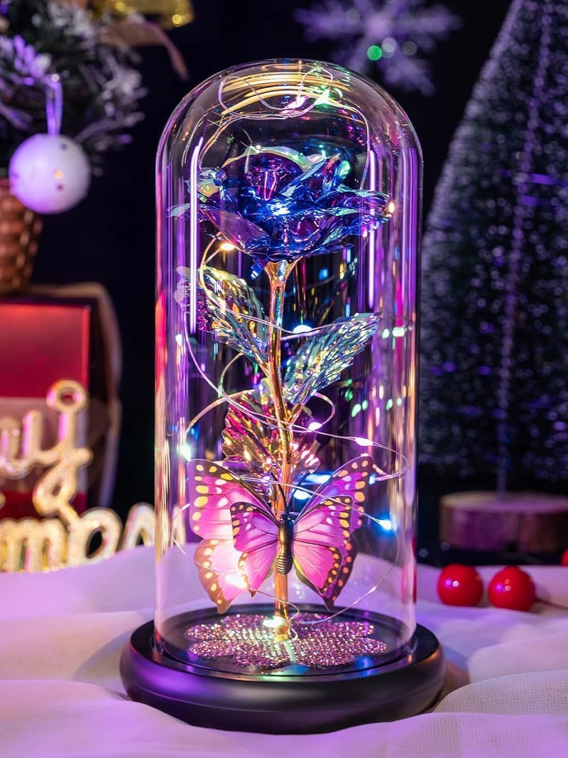 PRAMANTA Decorative Romantic Couple Rose with Led Light Lamp Showpiece for Gift Rose Artificial Flower 1Pcs Rose4Diamond - Image 1