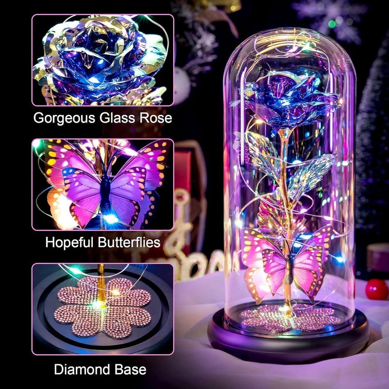 PRAMANTA Decorative Romantic Couple Rose with Led Light Lamp Showpiece for Gift Rose Artificial Flower 1Pcs Rose4Diamond - Image 2