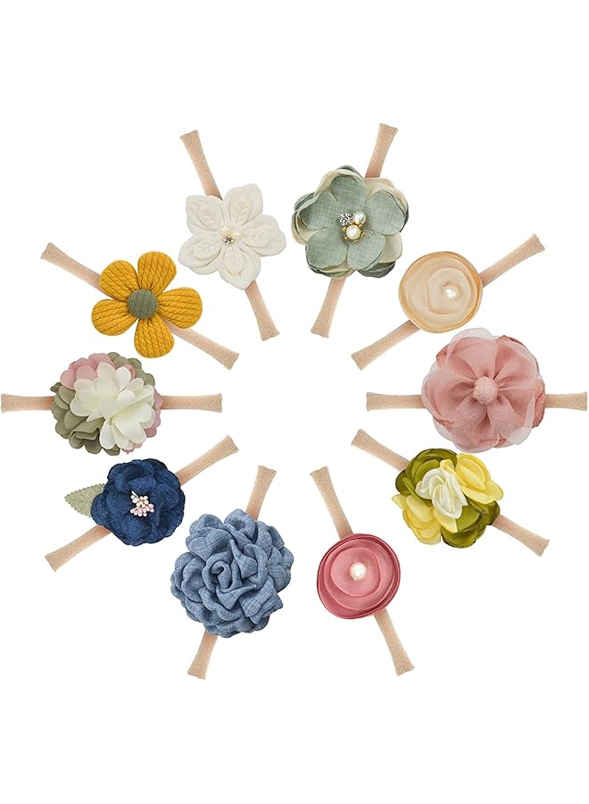 erorex 10Pcs Baby Girl Headbands Floral Headbands Flower Hair Accessories For Newborn Infant Toddler Baby - Image 1