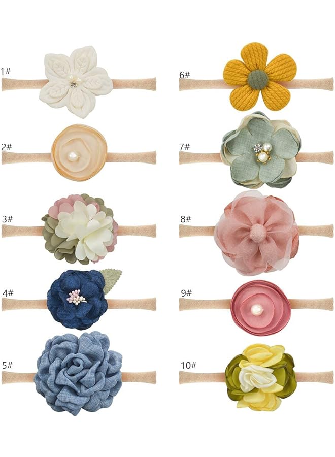 erorex 10Pcs Baby Girl Headbands Floral Headbands Flower Hair Accessories For Newborn Infant Toddler Baby - Image 2