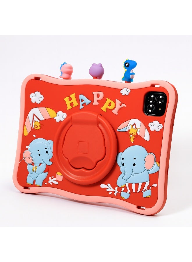 Oteeto TAB 10 Kids Tablet 10.1-Inch HD Display, Android 13, 6GB+128GB, 8000mAh, 4G LTE, Dual Camera, Shockproof Case with 5 Toys – Red - Image 2