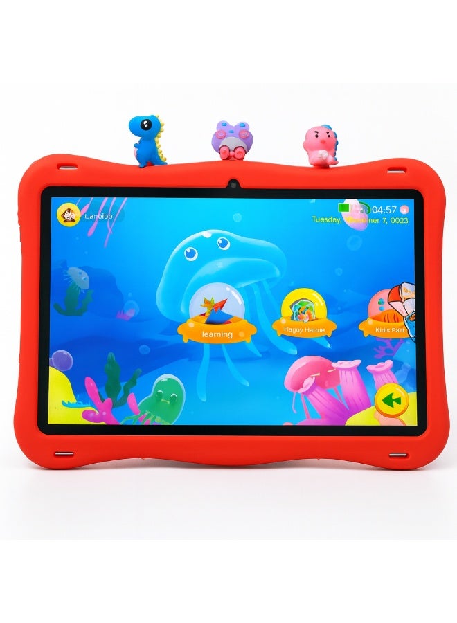 Oteeto TAB 10 Kids Tablet 10.1-Inch HD Display, Android 13, 6GB+128GB, 8000mAh, 4G LTE, Dual Camera, Shockproof Case with 5 Toys – Red - Image 3