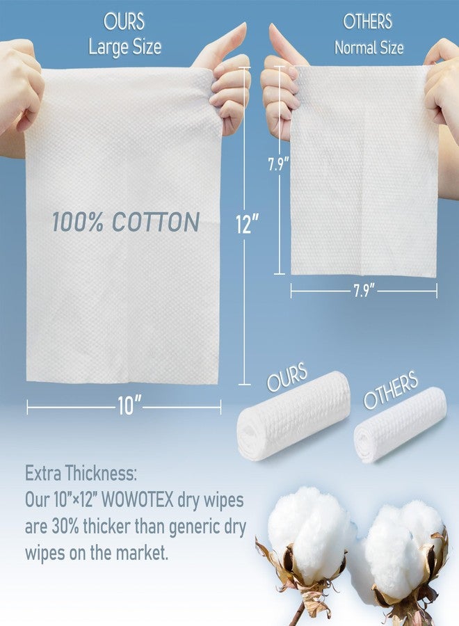 WOWOTEX 100% Cotton Disposable Face Towel 200 Count 10x12 Inch | Biodegradable Thick Soft One Time Use Dry Wipes for Sensitive Skin, Baby Care, Facial Cleaning, Makeup Removal - Image 2