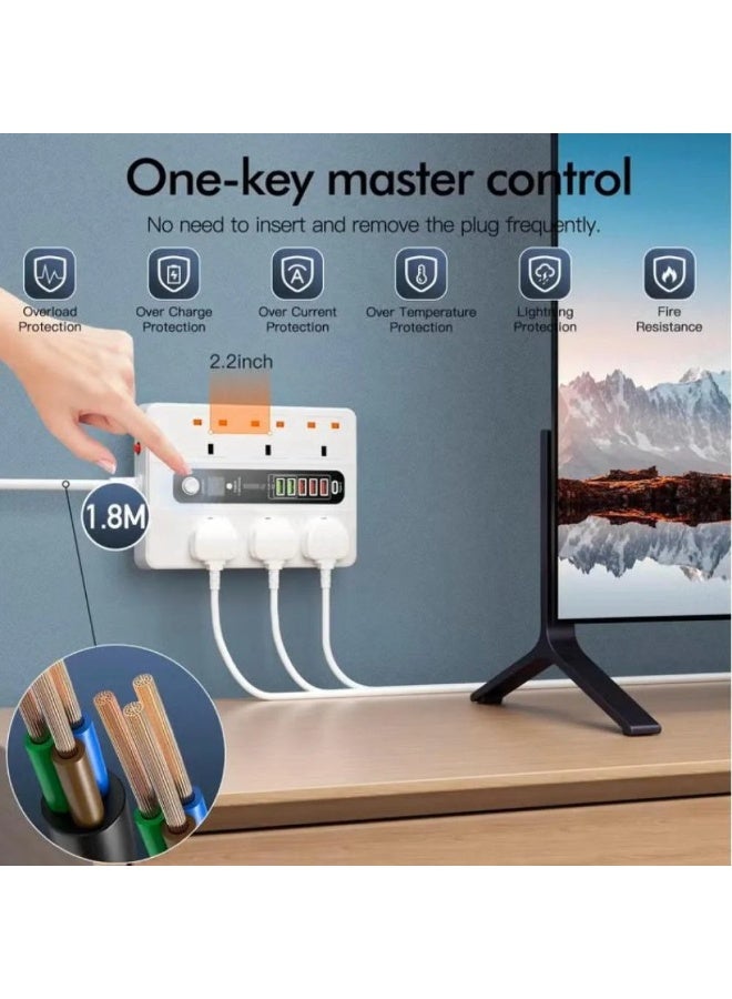 PowerMax Power Strip, Multi-function Power Socket, 6-Port Splitter with 5 USB Ports and 1 USB-C Port with Ultra-Fast PD Technology, Multi-Port Socket Suitable for All Devices, Very Long 5 Meters MX67 - Image 3