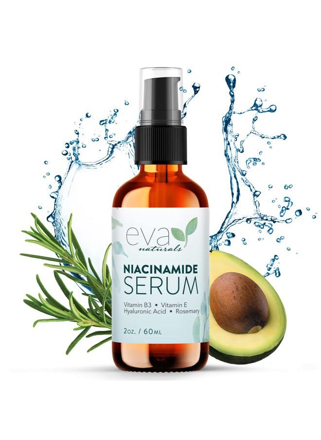Eva Naturals Niacinamide Serum for Face - Pore Minimizer Serum with Vitamin B3, Vitamin E & Hyaluronic Acid - Gentle Pore Minimizer for Face & Pore Shrinker for Face - Effective Pore Reducer for Face  - Image 1