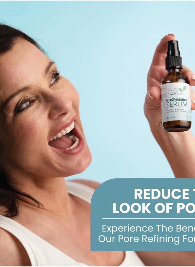 Eva Naturals Niacinamide Serum for Face - Pore Minimizer Serum with Vitamin B3, Vitamin E & Hyaluronic Acid - Gentle Pore Minimizer for Face & Pore Shrinker for Face - Effective Pore Reducer for Face  - Image 2