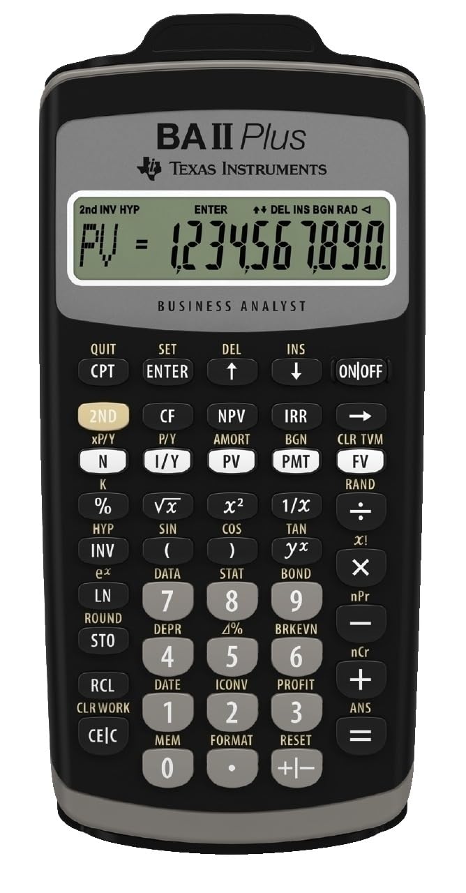 TEXAS INSTRUMENTS Texas Instruments BAII Plus Financial Calculator, Black  - Image 1
