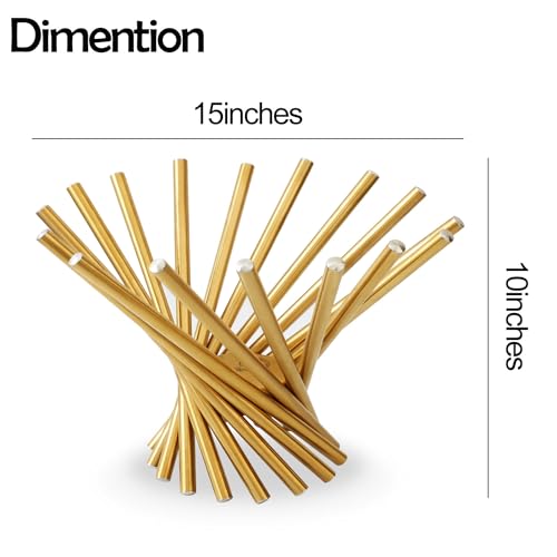 IBWell Creative Stainless Steel Rotation Fruit Basket Bowl Stand Holder for Kitchen CounterCountertop Home DecorLargeGold - Image 3