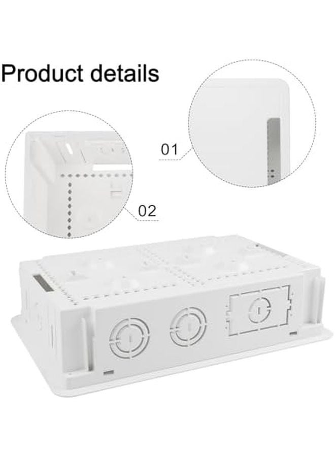9 Inch In Wall TV Media Box Cable Management Enclosure With Power And Network Outlet White - Image 3