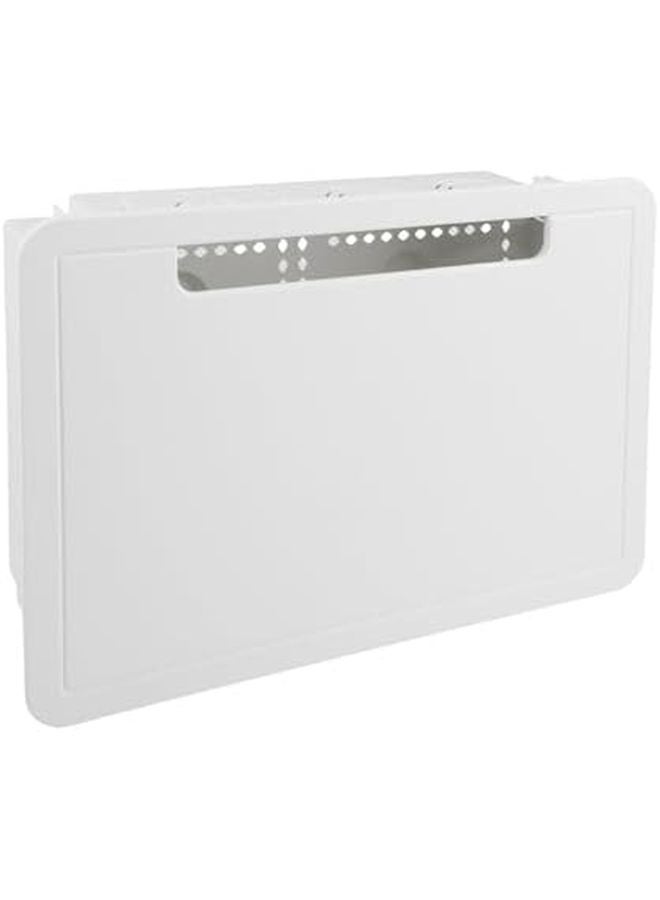 9 Inch In Wall TV Media Box Cable Management Enclosure With Power And Network Outlet White - Image 2