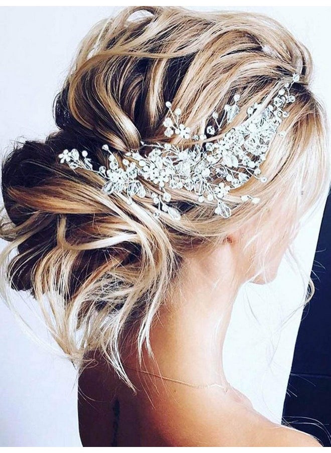 يونيكرا العروس زهرة الزفاف الشعر الكرمة كريستال الزفاف قطعة شعر حجر الراين حزب إكسسوارات الشعر ورقة الشعر مجوهرات الخرزة خوذة للنساء والفتيات (الذهب)  - Image 1
