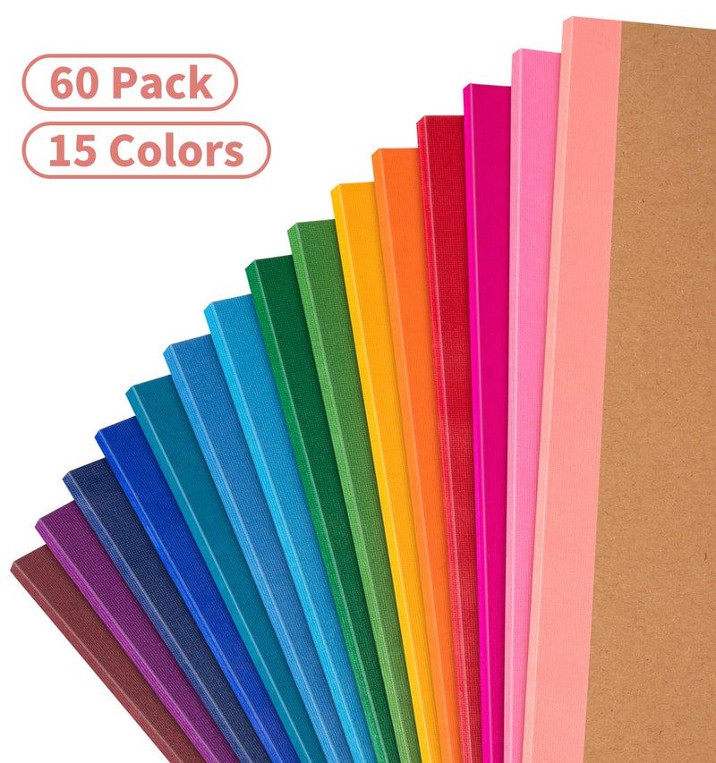 ALKALO 60 Pack Lined Notebook Journals Bulk, A5 College Ruled Composition Notebook, 8.3â€x 5.5â€, Kraft Cover with Rainbow Spines, 15 Colors 60 Pages for School Office Travel - Image 4
