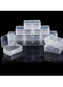 KASTWAVE 12 Pack Clear Plastic Beads Storage Containers Box with Hinged Lid for Beads and More, Mini Plastic Storage Containers with Lids for Small Items and Other Craft Projects Rectangular  - Image 1