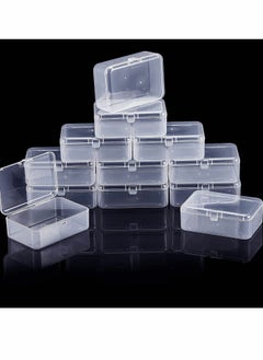 KASTWAVE 12 Pack Clear Plastic Beads Storage Containers Box with Hinged Lid for Beads and More, Mini Plastic Storage Containers with Lids for Small Items and Other Craft Projects Rectangular  - Image 2