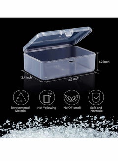 KASTWAVE 12 Pack Clear Plastic Beads Storage Containers Box with Hinged Lid for Beads and More, Mini Plastic Storage Containers with Lids for Small Items and Other Craft Projects Rectangular  - Image 4