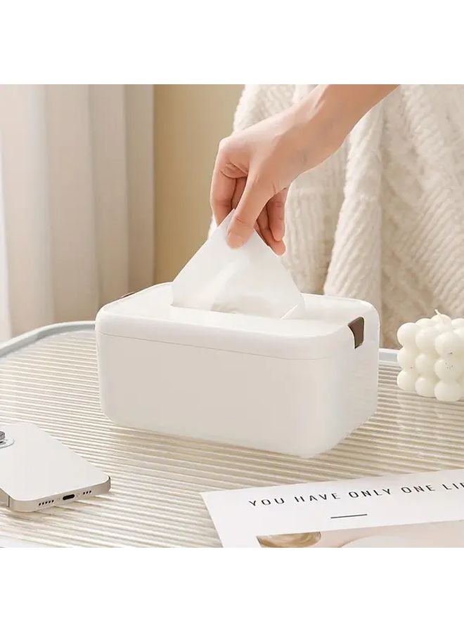 White Nordic Waterproof Tissue Box with Buckle Design Durable Plastic Rectangular Holder - Image 1