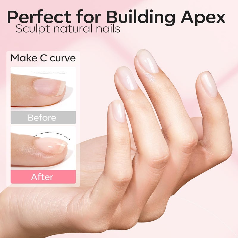 modelones Builder Nail Gel, 2 Pcs Cover Nude and Rose Pink Gel Builder for Thickening Apex Building 8-in-One Rubber Color Base Polish Strengthener Extension LED Lamp Cured 10 ml DIY Home Salon - Image 4