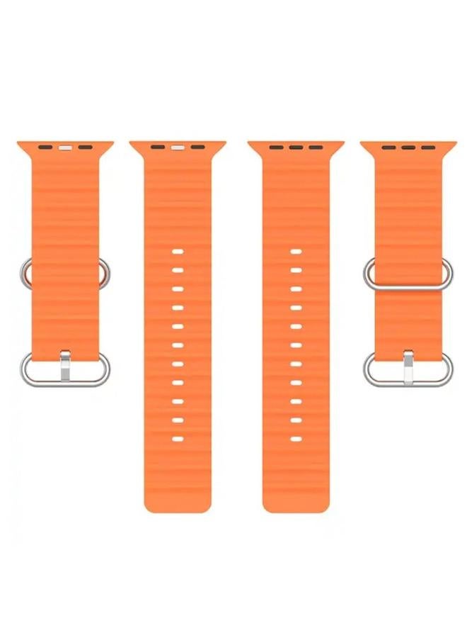 PROMASS Original Silicone Band Compatible with Apple Watch Ultra 42mm/44mm/45mm/49mm Orange Color - Image 1