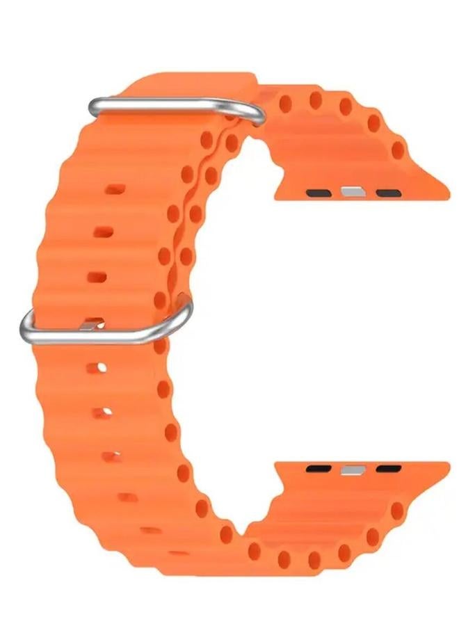 PROMASS Original Silicone Band Compatible with Apple Watch Ultra 42mm/44mm/45mm/49mm Orange Color - Image 2