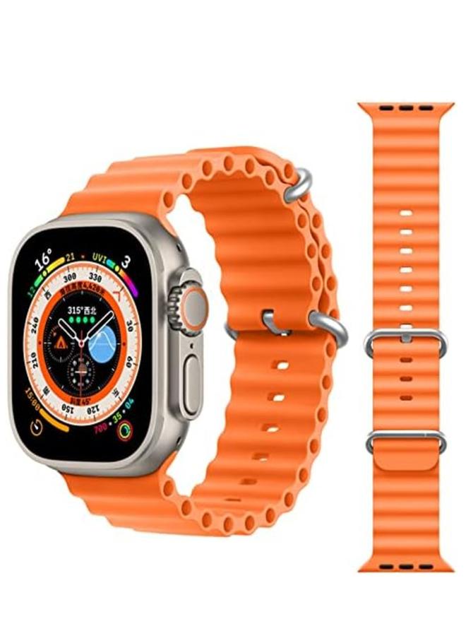 PROMASS Original Silicone Band Compatible with Apple Watch Ultra 42mm/44mm/45mm/49mm Orange Color - Image 5