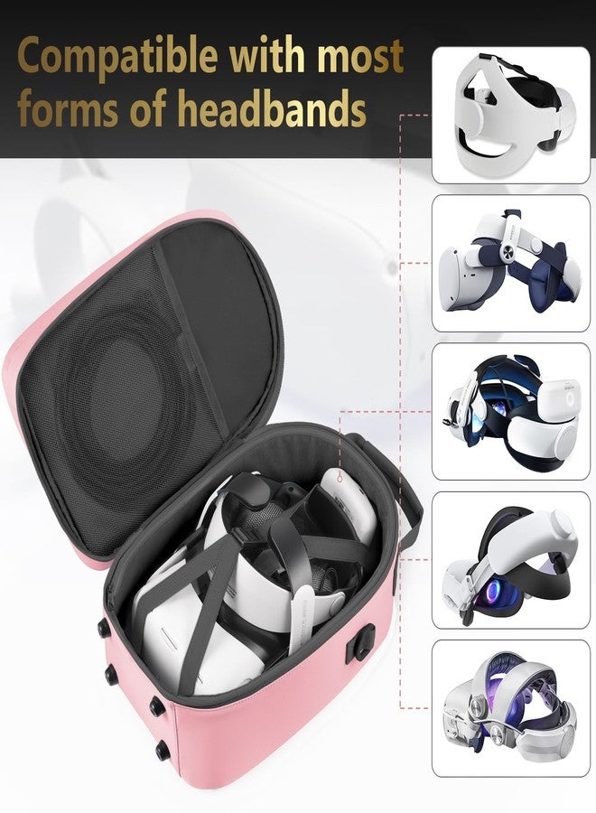 FOREGOER Carrying Case for Meta Quest 3/Oculus Quest 2, Hard Travel Storage Case Compatible with Meta Oculus Quest 2 Headset, Quest Pro and Accessories, VR All-in-One Gaming Headset (Pink) - Image 3
