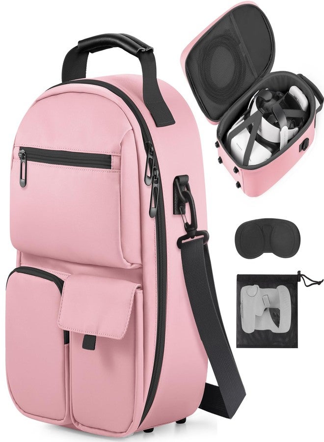 FOREGOER Carrying Case for Meta Quest 3/Oculus Quest 2, Hard Travel Storage Case Compatible with Meta Oculus Quest 2 Headset, Quest Pro and Accessories, VR All-in-One Gaming Headset (Pink) - Image 1