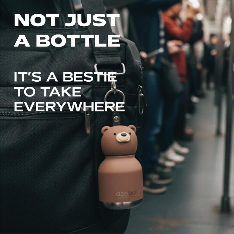 asobu Mini Bestie Kids Water Bottle Cute Collectible Character for Girls & Boys Leakproof Stainless Steel, 6.7oz, BPA-Free with Strap & Clip Insulated Bottle for School, Travel & Gifting - Image 5
