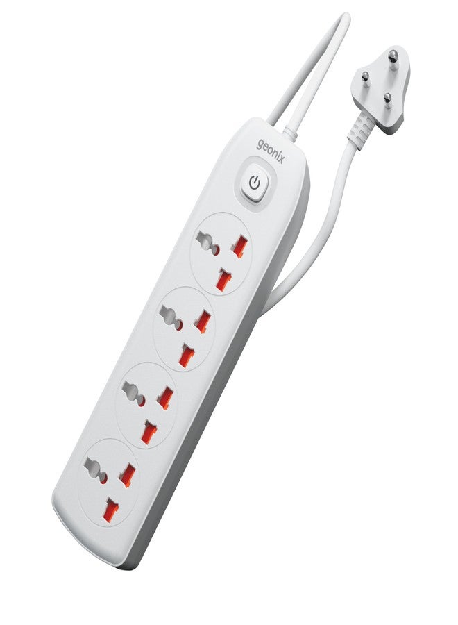 Geonix PowerSpan S4 Pro | Extension Board with 4 Universal Sockets with on Off Button, 3mtr Long Copper Cable, 2500 Watts, 10 Amp Multi Plug for Office & Home Appliances (White) - Image 1