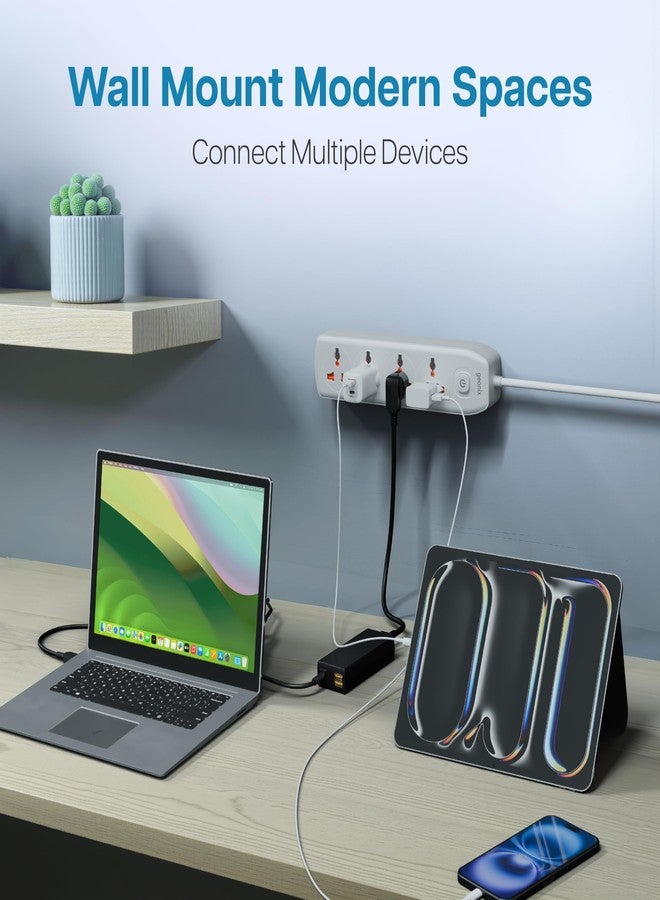 Geonix PowerSpan S4 Pro | Extension Board with 4 Universal Sockets with on Off Button, 3mtr Long Copper Cable, 2500 Watts, 10 Amp Multi Plug for Office & Home Appliances (White) - Image 3