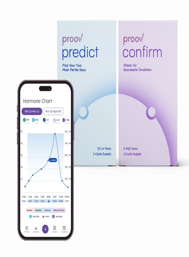 Proov Predict & Confirm Ovulation | Predict The Fertile Window and Confirm Successful Ovulation with one Dual-Hormone Test kit | 15 LH Tests and 5 FDA Cleared PdG Tests | One Cycle Pack - Image 1