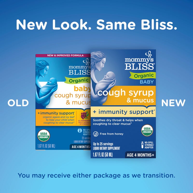 Mommy's Bliss Organic Baby Cough Syrup and Mucus + Immunity Support, Contains Organic Agave and Ivy Leaf, Made for Babies 4 month+, 1.67 Fluid Ounces - Image 2