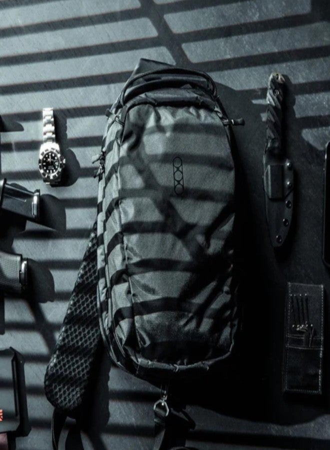 Eberlestock Fade Sling Tactical Crossbody Bag for Men - EDC Sling Backpack with Concealed Carry Compartment, Hydration Pass-Through, Loop Lined Pockets - 14”x9”x4.5”, 573 Cu In - Steel - Image 3