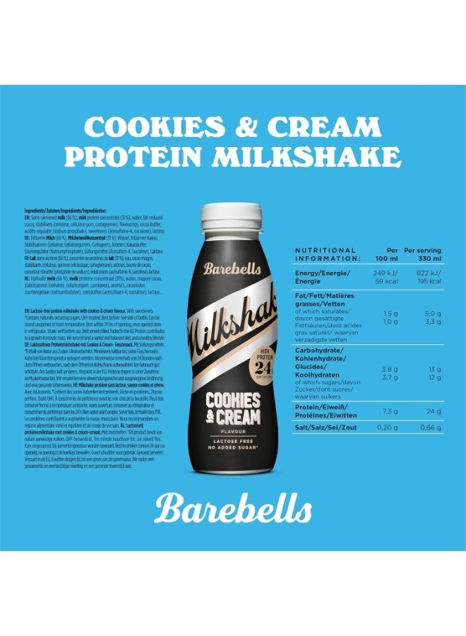 Barebells Protein Shake – 24g High Protein Milkshake, Lactose-Free, Ready to Drink, Low Carb – 8x330ml (Cookies & Cream) - Image 2