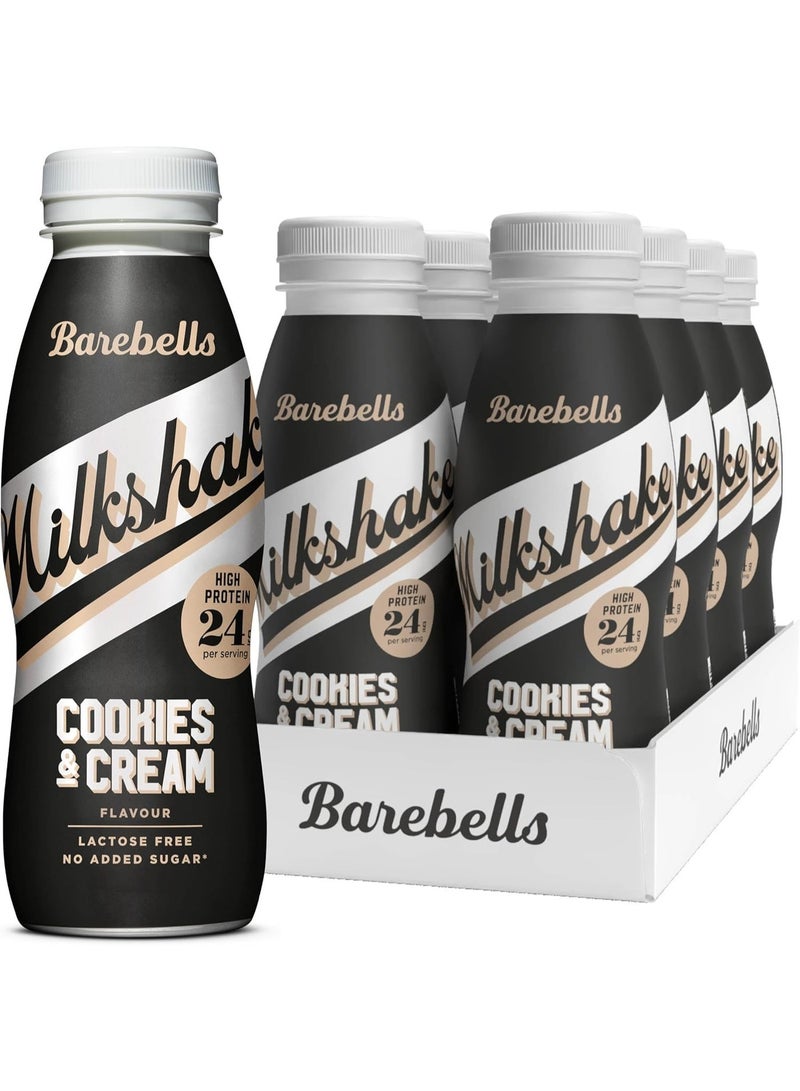Barebells Protein Shake – 24g High Protein Milkshake, Lactose-Free, Ready to Drink, Low Carb – 8x330ml (Cookies & Cream) - Image 1