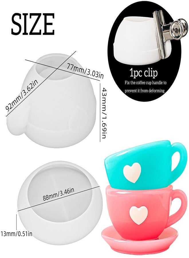 Dacies Resin Molds Coffee Cup with Saucer Silicone Mold for Resin Epoxy Casting Candle Vessel Craft Mould Jewelry Container Coaster Tray Candlestick Concrete Plaster Art Teacup Molds DIY Valentine's Day Gift - Image 2