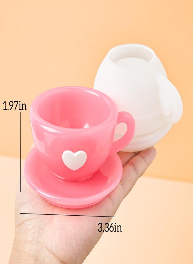 Dacies Resin Molds Coffee Cup with Saucer Silicone Mold for Resin Epoxy Casting Candle Vessel Craft Mould Jewelry Container Coaster Tray Candlestick Concrete Plaster Art Teacup Molds DIY Valentine's Day Gift - Image 4