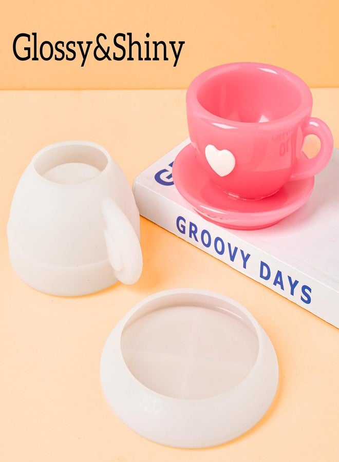 Dacies Resin Molds Coffee Cup with Saucer Silicone Mold for Resin Epoxy Casting Candle Vessel Craft Mould Jewelry Container Coaster Tray Candlestick Concrete Plaster Art Teacup Molds DIY Valentine's Day Gift - Image 5