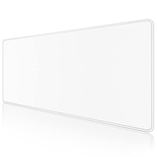 Dapesuom Large Gaming Mouse Pad, Extended Mouse Mat with Stitched Edges, Full Size Keyboard Pad with Non-Slip Base, Big XXL Computer Desk Mats for Gamer, Laptop, Office, 35.5 x 15.7in, Ivory White - Image 1